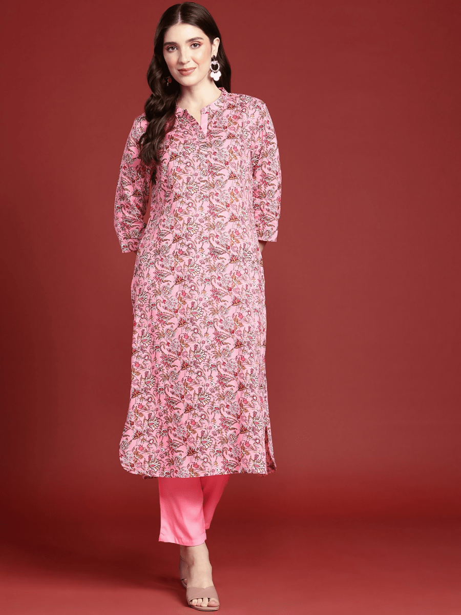 Anouk Women Floral Printed Regular Kurta With Trousers - Distacart