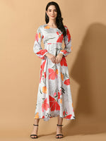 Thumbnail for Myshka Women's White Fit and Flare Party Dress - Distacart
