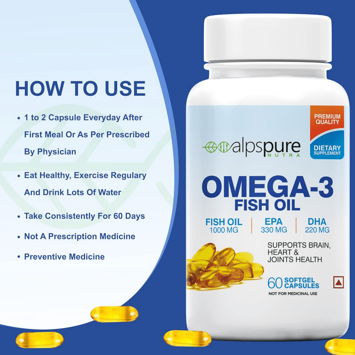 Alpspure Nutra Omega 3 Fish Oil Capsules - Distacart