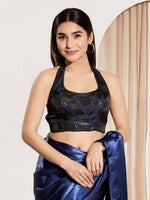 Thumbnail for Joban Fashion Navy Blue Cotton Padded Blouse With Square Neck Sleeveless