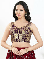 Thumbnail for Joban Fashion Wine Silk Padded Blouse With Sweetheart Neck Sleeveless - Distacart
