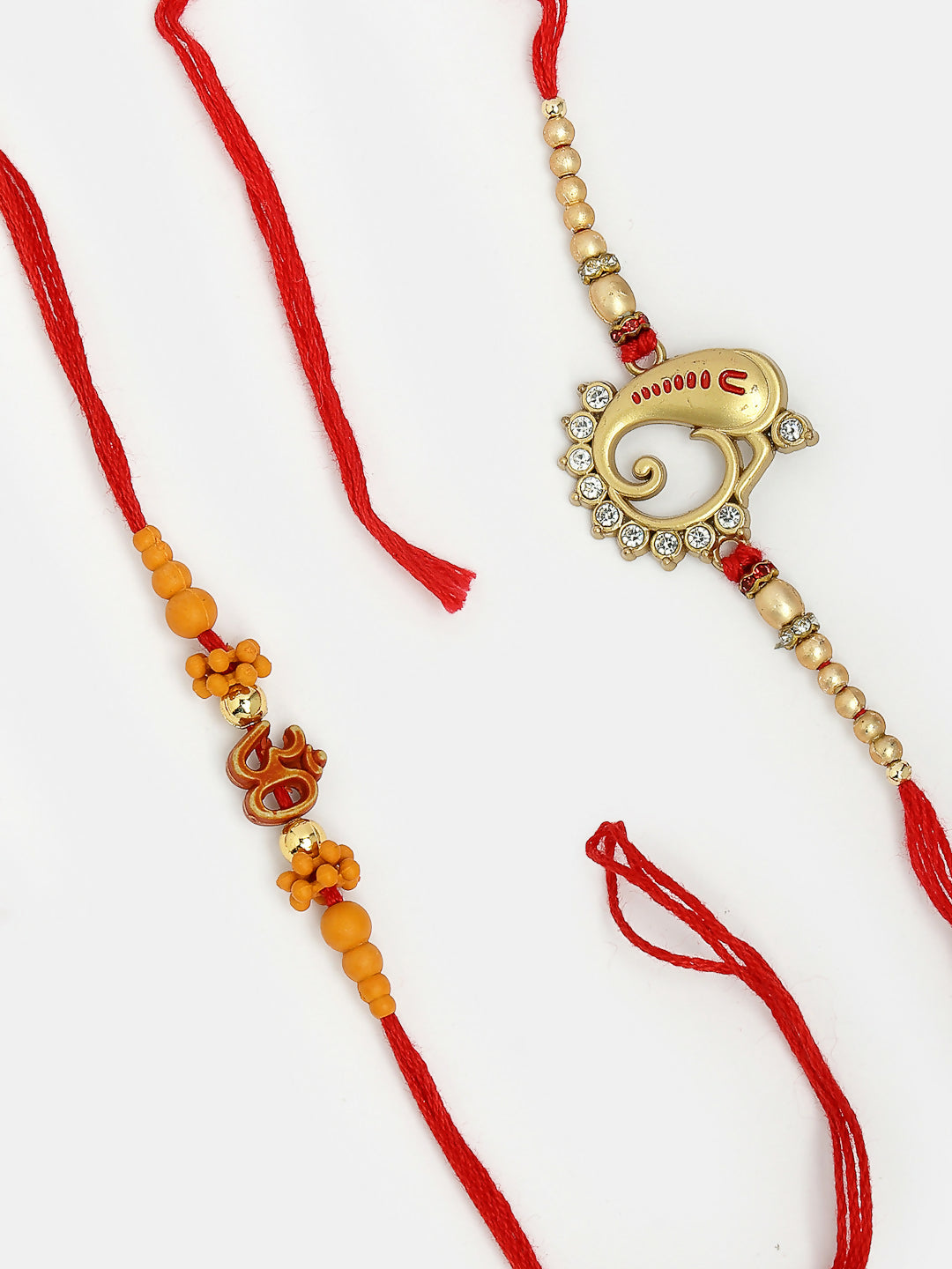 NVR Men Set of 2 Gold-Toned Ganesha Stone-Studded Rakhi With Roli Chawal - Distacart