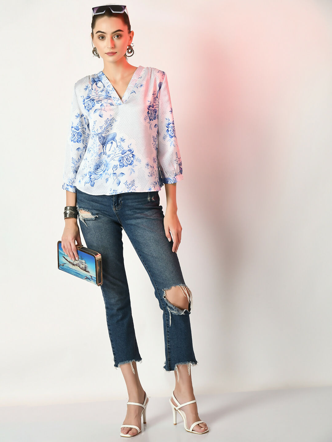 Myshka Women's White Printed Top - Distacart