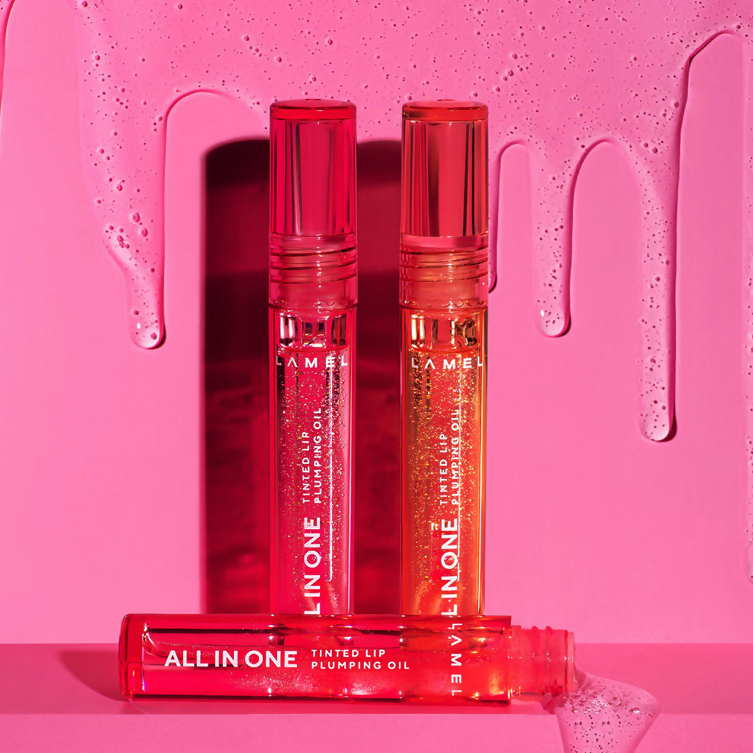 Lamel All In One Lip Tinted Plumping Oil - 402 Pink Sparkle - Distacart