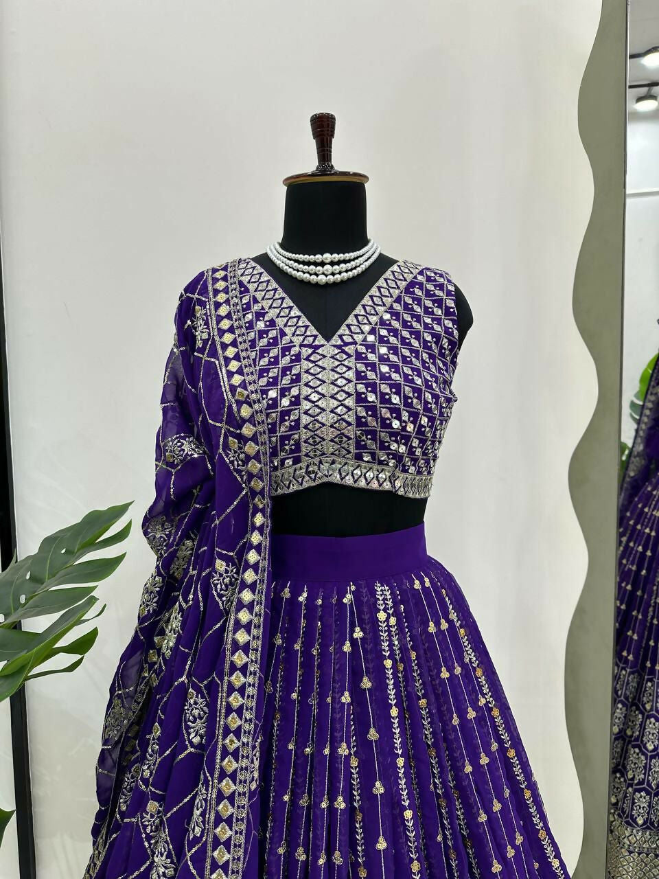 Jyoti Fashion Women's Royal Blue Faux Georgette Sequins with Thread Embroidered Designer Lehenga Choli Set - Distacart