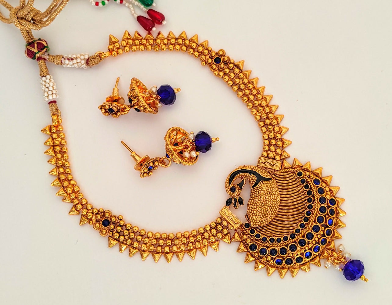 Blue Kemp Peacock Necklace Set - Distacart