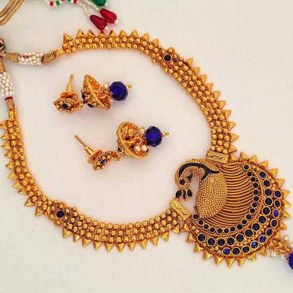 Blue Kemp Peacock Necklace Set - Distacart