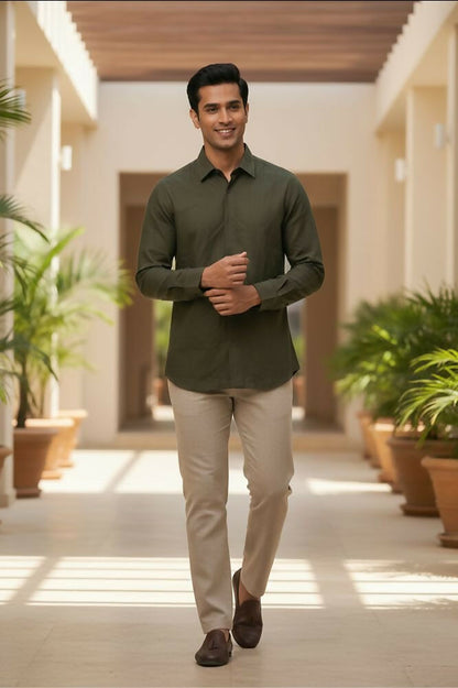 Forest — Green Cotton Shirt by Hilo Design - Dista