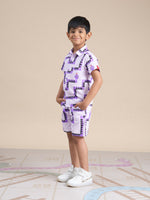 Thumbnail for Snakes and Ladders Boys Purple Table Print Shirt and Boxer Set from Siblings Collection - Distacart