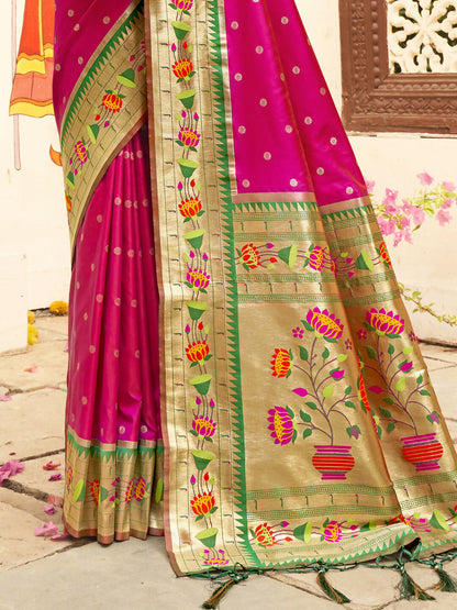 Shree Shyam Fashion Silk Blend Magenta Saree - Distacart