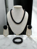 Inhanns Complete Look Crystal Statement 3-Piece Set (Adjustable Necklace + Earrings + Adjustable Bangle ) - Black - Distacart