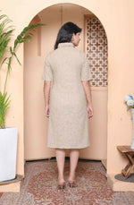Thumbnail for Miravan Womens Beige Solid Midi Dress With Belt And Side Pocket - Distacart