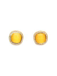 Thumbnail for Yellow Stone Kundan Studs (yellow) - Ruby Raang - Distacart