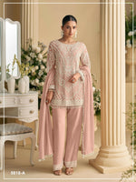 Thumbnail for Anaita Peach Georgette Stitched Suit with Embroidered Beads & Sequence Work - Distacart
