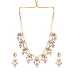 Thumbnail for Nuyug 22K Gold Plated Pearl Empress Flora Pink Stone Drops Necklace Set