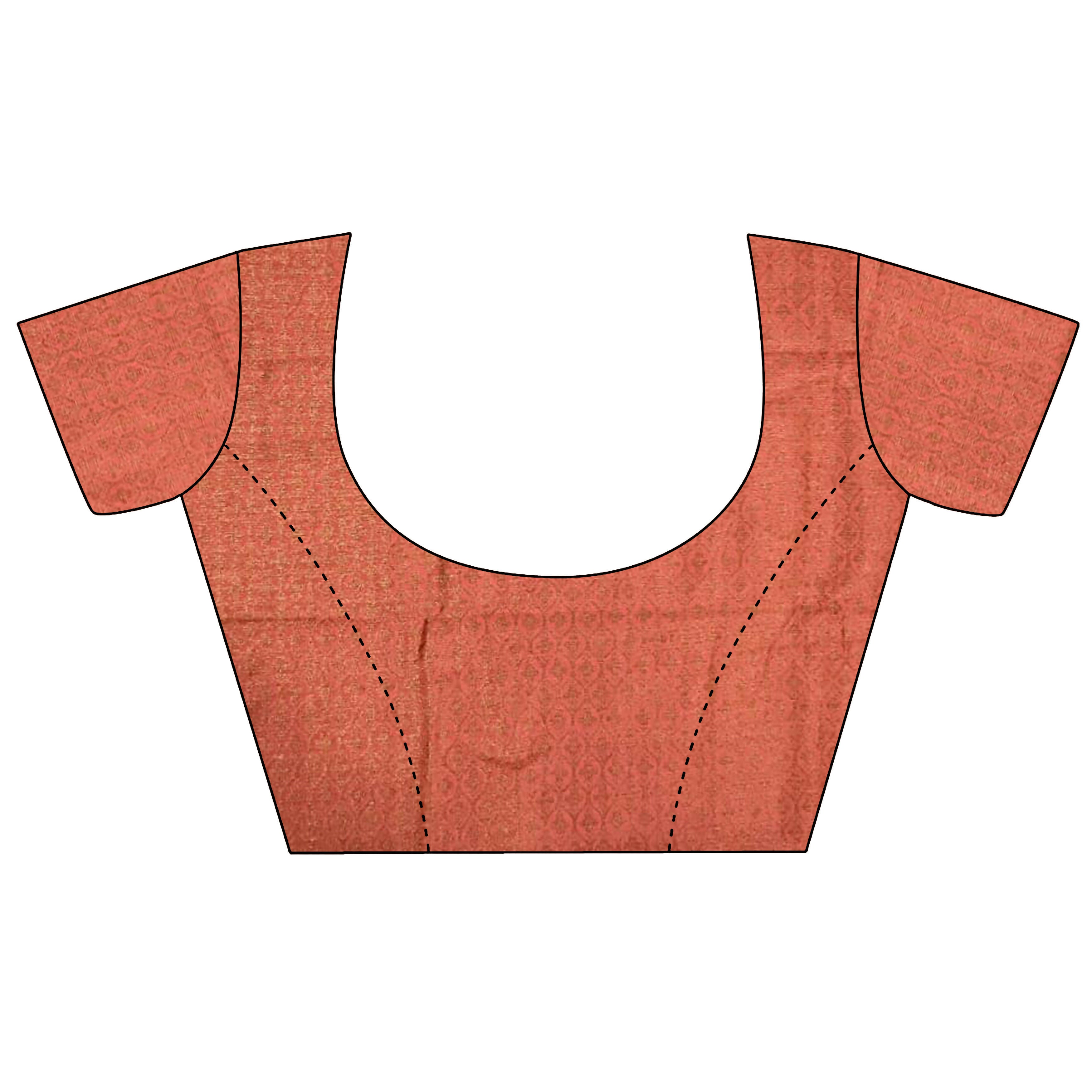 Joban Fashion Peach Banarasi Soft Lichi Silk Checks & Woven Saree