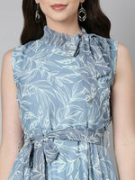 Thumbnail for Souchii Grey Floral Chiffon Maxi Dress