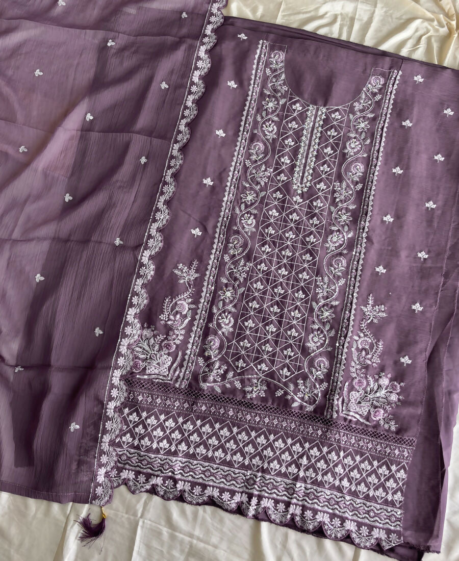 KC Lilac Pakistani Straight Suit For Women Chiffon - Dista