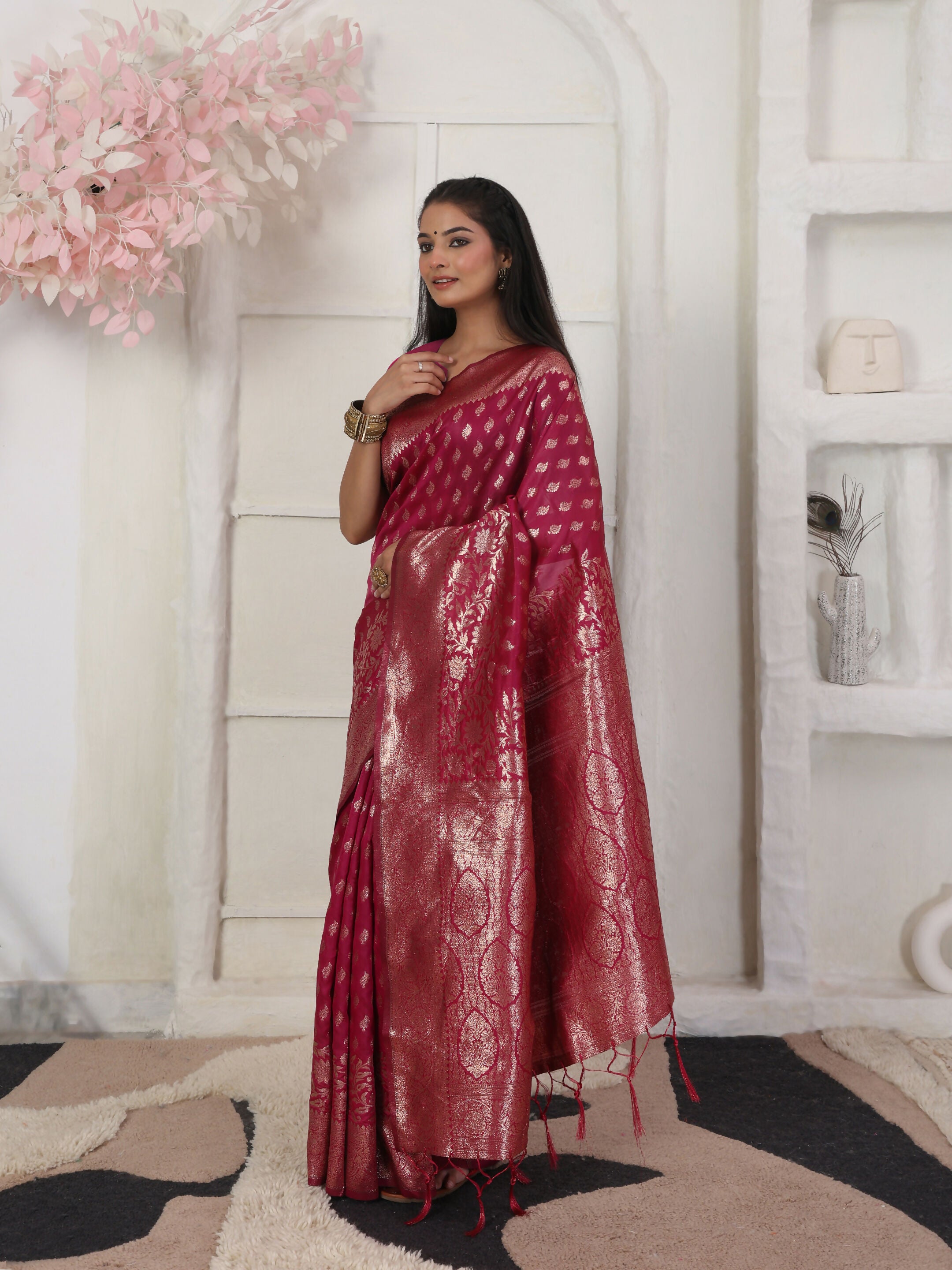 Astita Lichi Silk Wine Saree