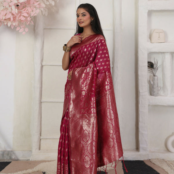Astita Lichi Silk Wine Saree