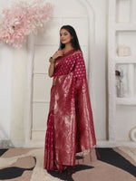 Thumbnail for Astita Lichi Silk Wine Saree