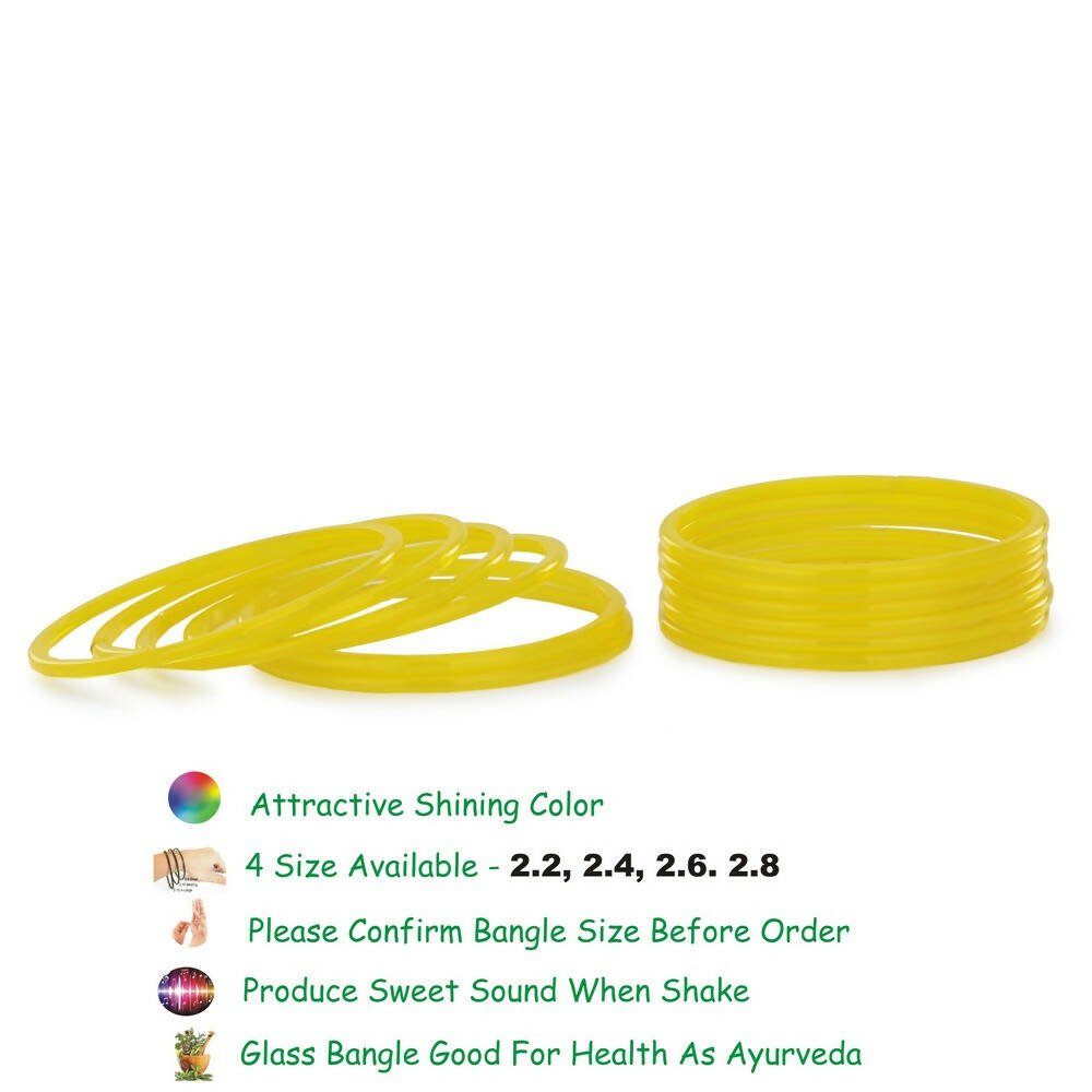 Afast Shining Yellow Glass Wedding, Party, Daily Use Bangle Set, Set Of 12 - Distacart
