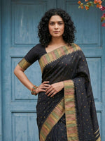 Thumbnail for Shree Shyam Fashion Black Silk Blend Saree - Distacart