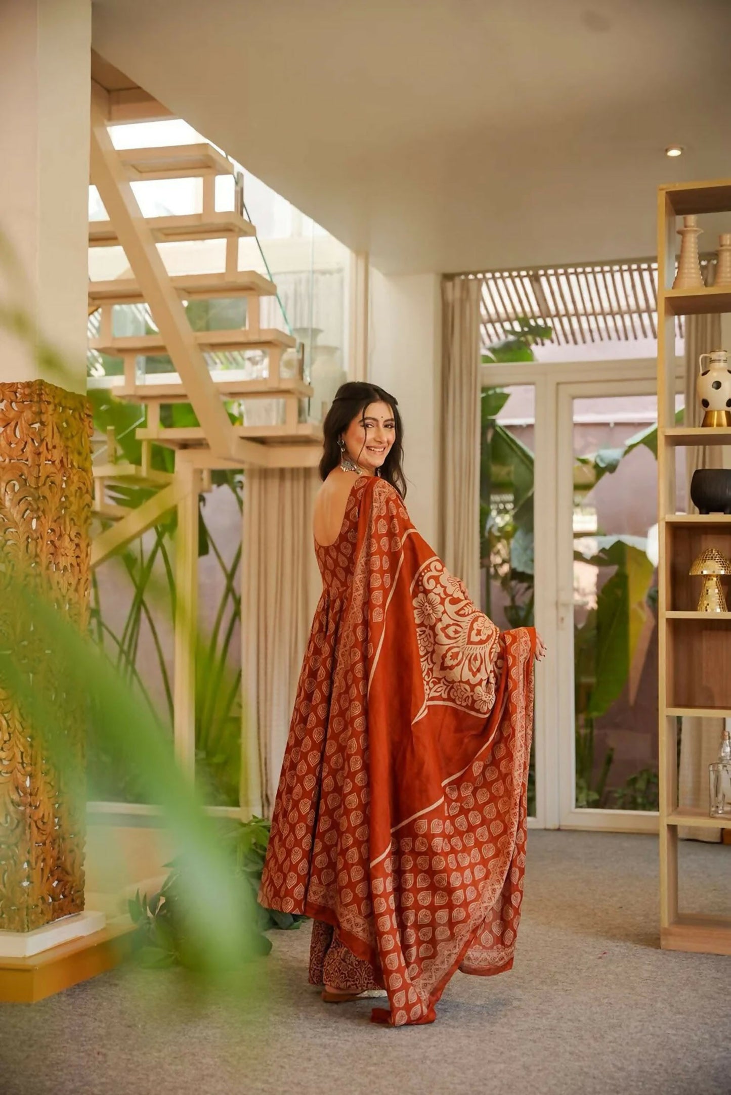 Aayaa Designer Cotton Silk Suit - Maroon - Dista