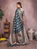 Thumbnail for Aastha Fashion Teal Soft Organza Silk Weaving Saree - Distacart