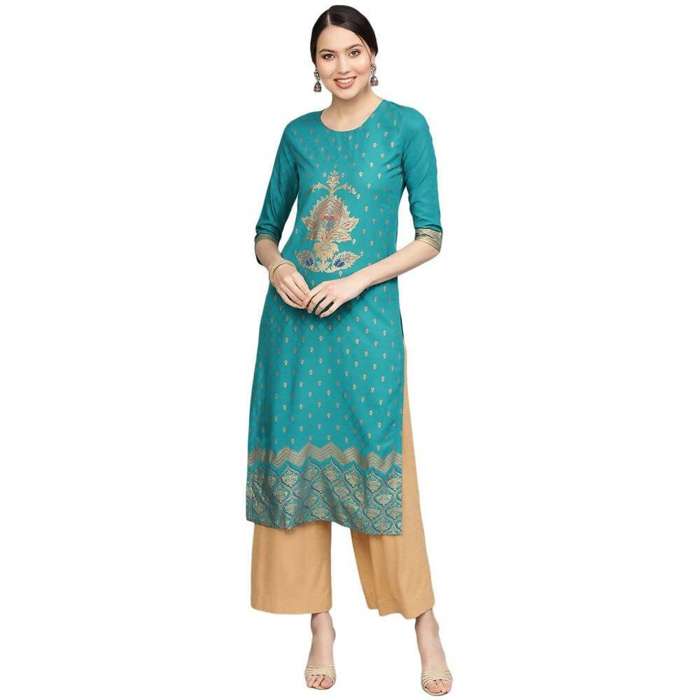 Anubhutee Women's Rayon Regular Straight Teal Color Kurta - Distacart