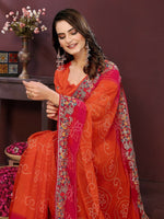 Thumbnail for Ai Fashion Orange Georgette Digital Print Party Wear Saree