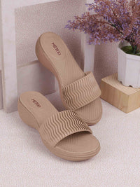 Thumbnail for Metro Textured Platform Heels Sandals