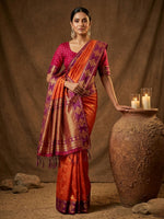 Thumbnail for Shree Shyam Fashion Orange Soft Silk Saree - Distacart