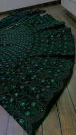 Thumbnail for Jyoti Fashion Women's Dark Green Net Sequins with Dori & Thread Embroidered Designer Lehenga Choli Set - Distacart