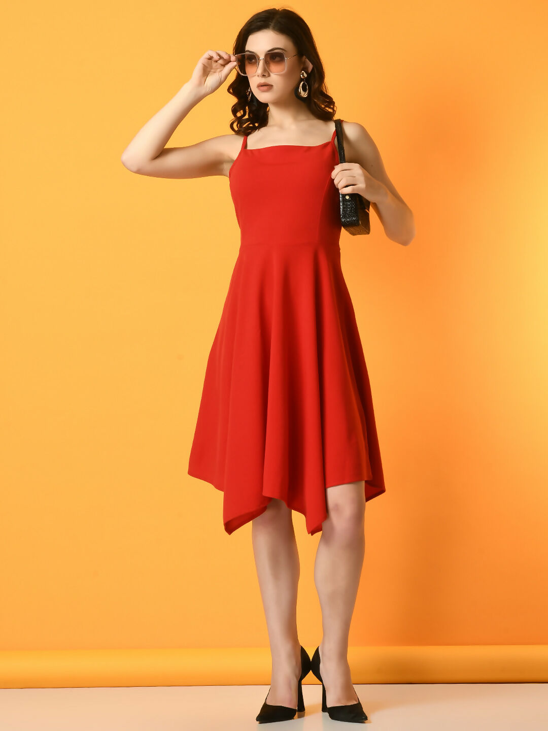 Myshka Women's Red Solid Party Dress - Distacart