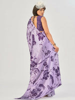 Thumbnail for Vastranavya Lavender Satin Silk Elegant Printed Saree with Unstitched Blouse - Distacart