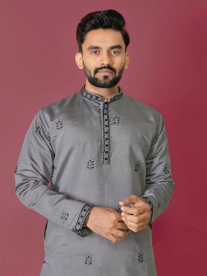 Grey Men's Kurta Set Indian Party Wear by Infinity Export - Distacart