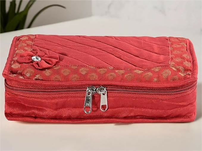 Asmaani Satin 7 Pocket Red Bow Jewellery Kit - Distacart