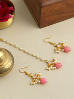 Thumbnail for Ruby Raang Mannat Maang Tikka With Pair Of Earrings - Distacart