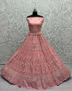 Thumbnail for Jyoti Fashion Women's Pink Heavy Net Fancy Dori, Multi Thread, Rainbow Sequins and Diamond Work Wedding Lehenga Choli - Distacart