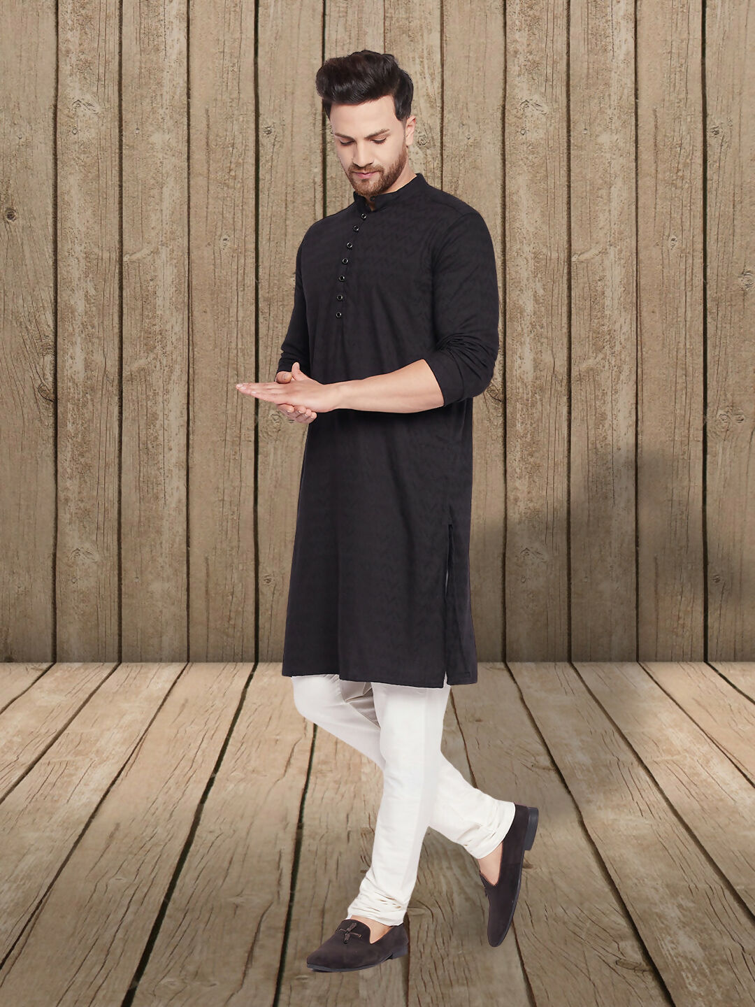 Even Apparels Men's Rayon Embroided Black Kurta - Distacart