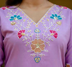 Thumbnail for The52 Lavender Women's Gorgeous Embroidered work Viscose Gadhwal Fabric Straight Kurta, Pant and Dupatta Set - Distacart