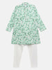 Ahalyaa Mint Green Poly Rayon Digital Print Kids Kurta Churidar Set For Boys - Distacart