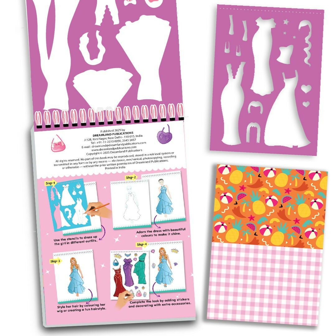 Dreamland Publications tyle Studio Fashion Sketch Activity Book 2 for Girls Age 4-8 years