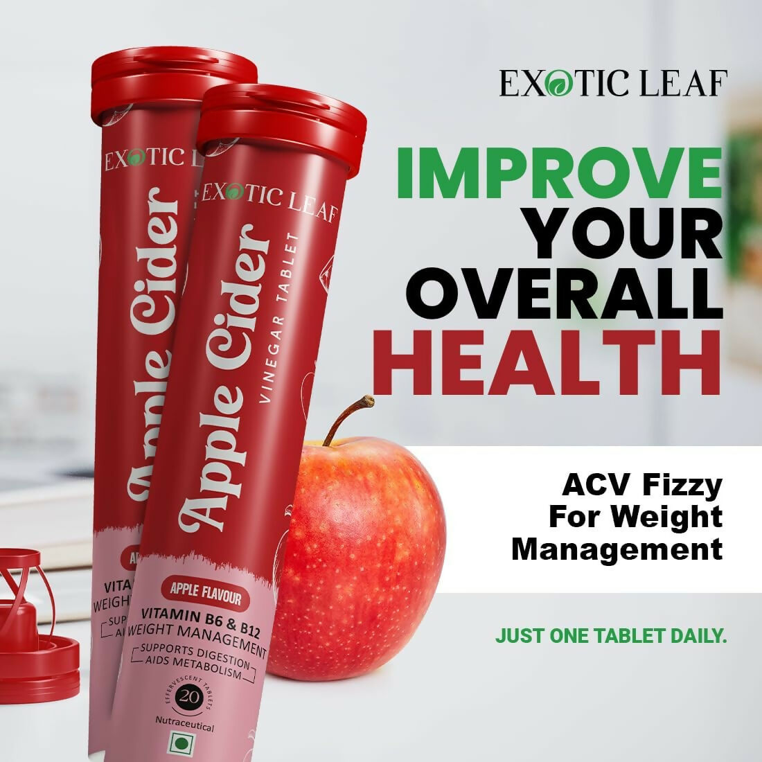 Exotic Leaf Apple Cider Vinegar Tablets - Distacart