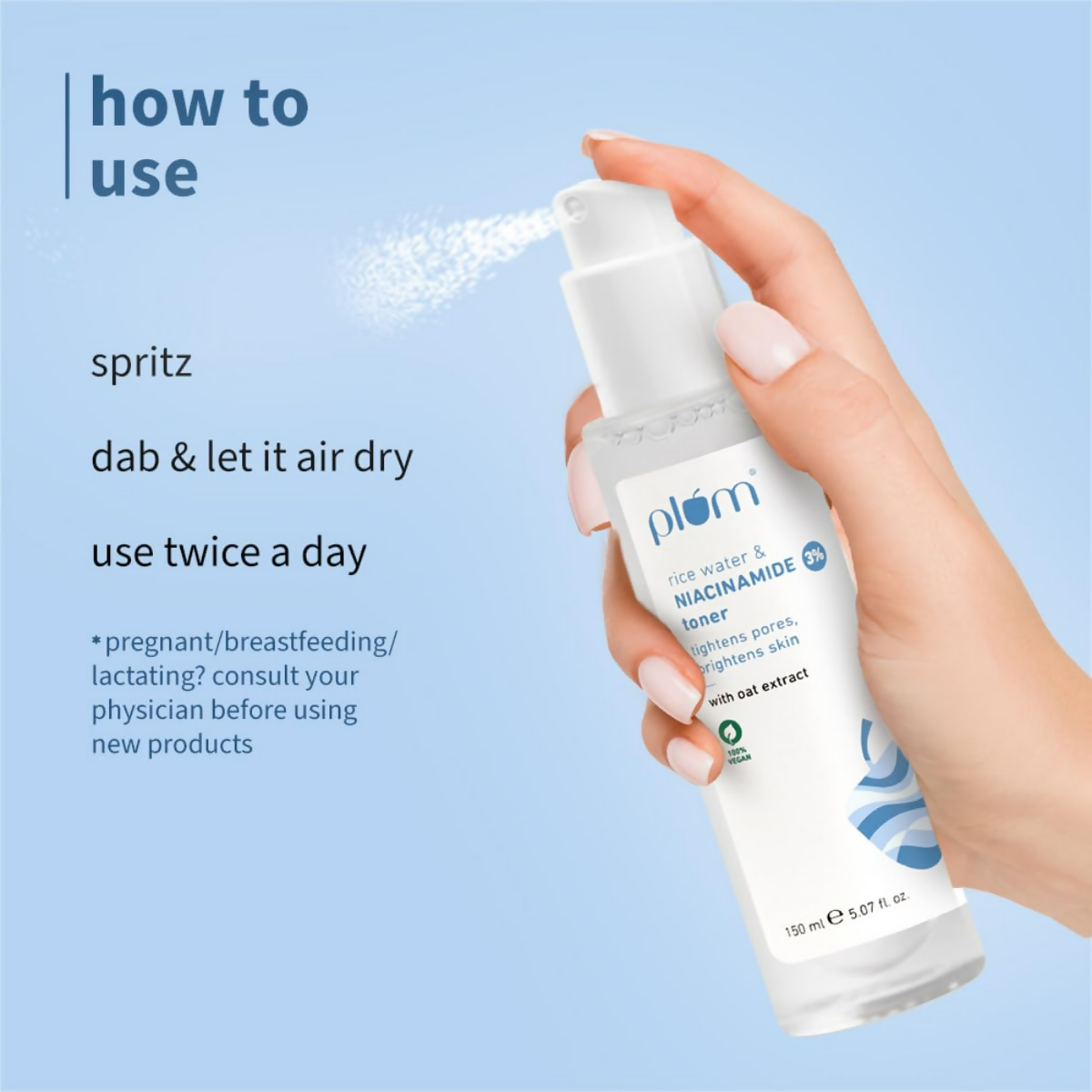 Plum 3% Niacinamide & Rice Water Face Toner - Reduces Pores & Blemishes For Bright Skin