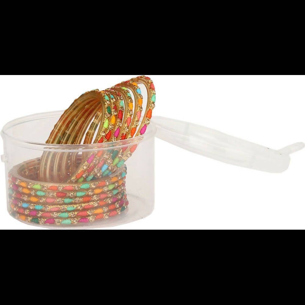 Afast Bridal Wedding & Party Fashionable Colorful Glass Bangle/Kada Set, Pack Of 12 - Distacart