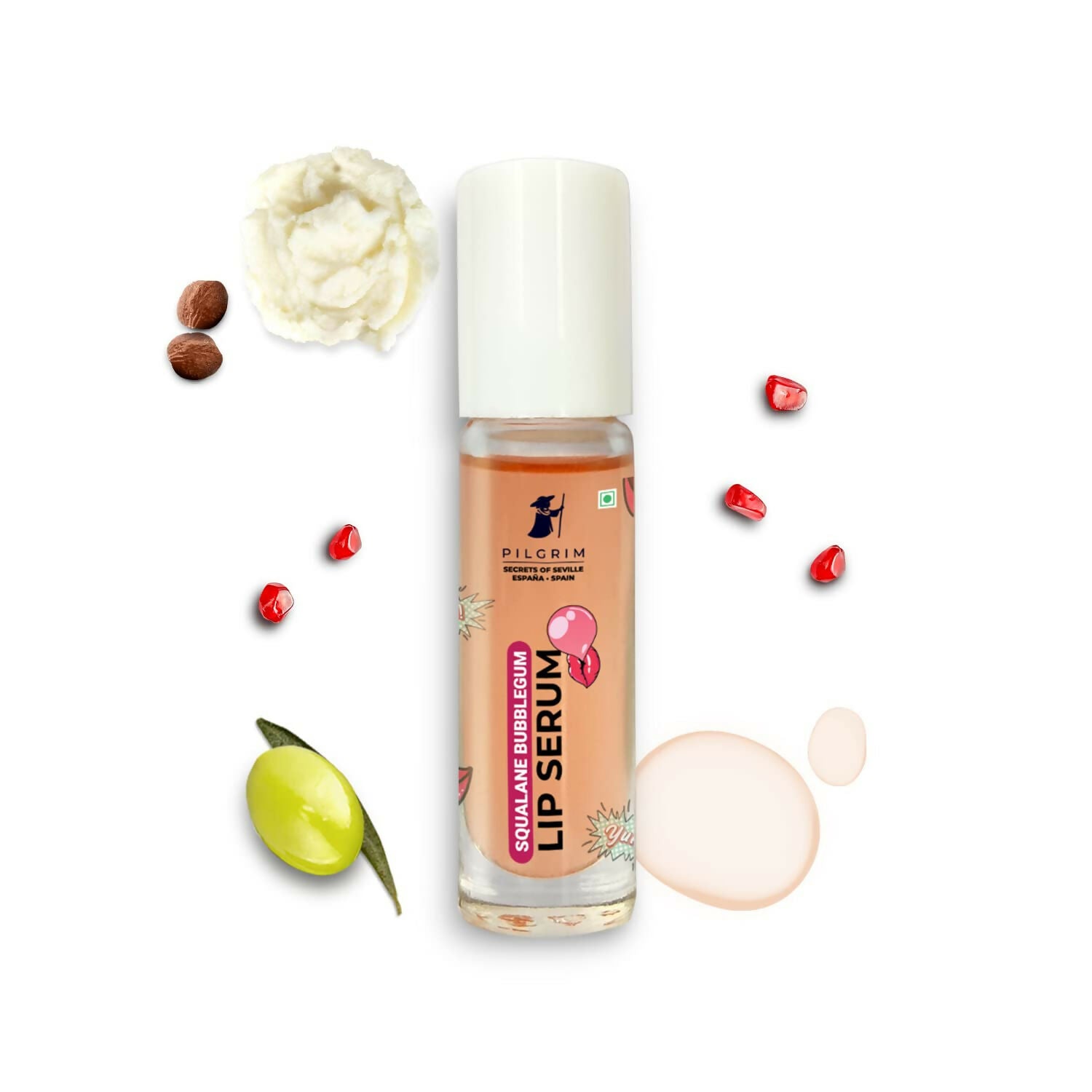 Pilgrim Spanish Lip Serum (Bubblegum) with Roll-on For Visibly Plump Lips, Hydrating Lip Serum For Dark Lips - Distacart
