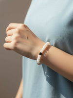 Thumbnail for NVR Unisex White & Black Crystal Beaded Bracelet - Distacart