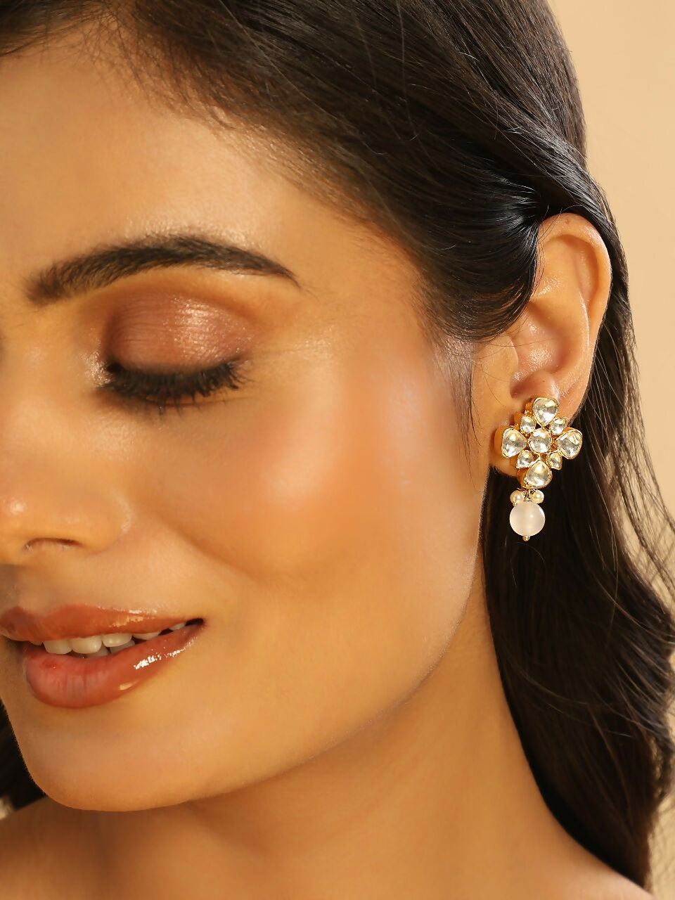 Nuyug 22K Gold Plated Kundan Paradise Stud Earrings